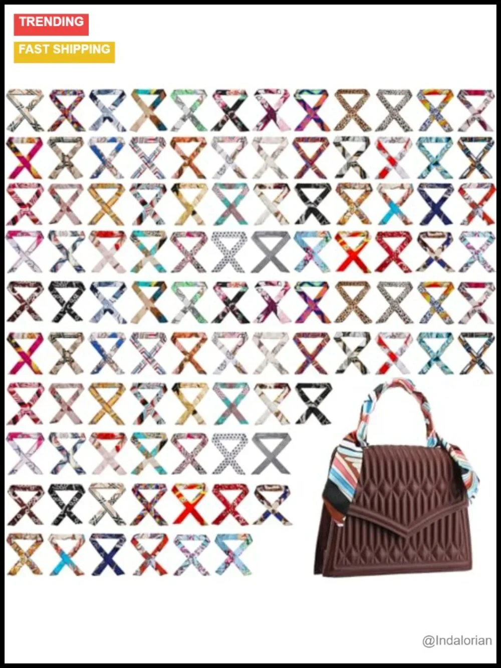 100 Pcs Purse Scarf for Women Satin Polyester Handbag Decorative Ribbon